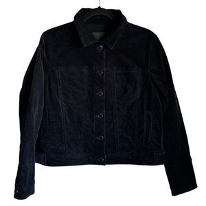Massimo Dutti Womens Jacket Navy blue Velvet Button Up Denim style size large L